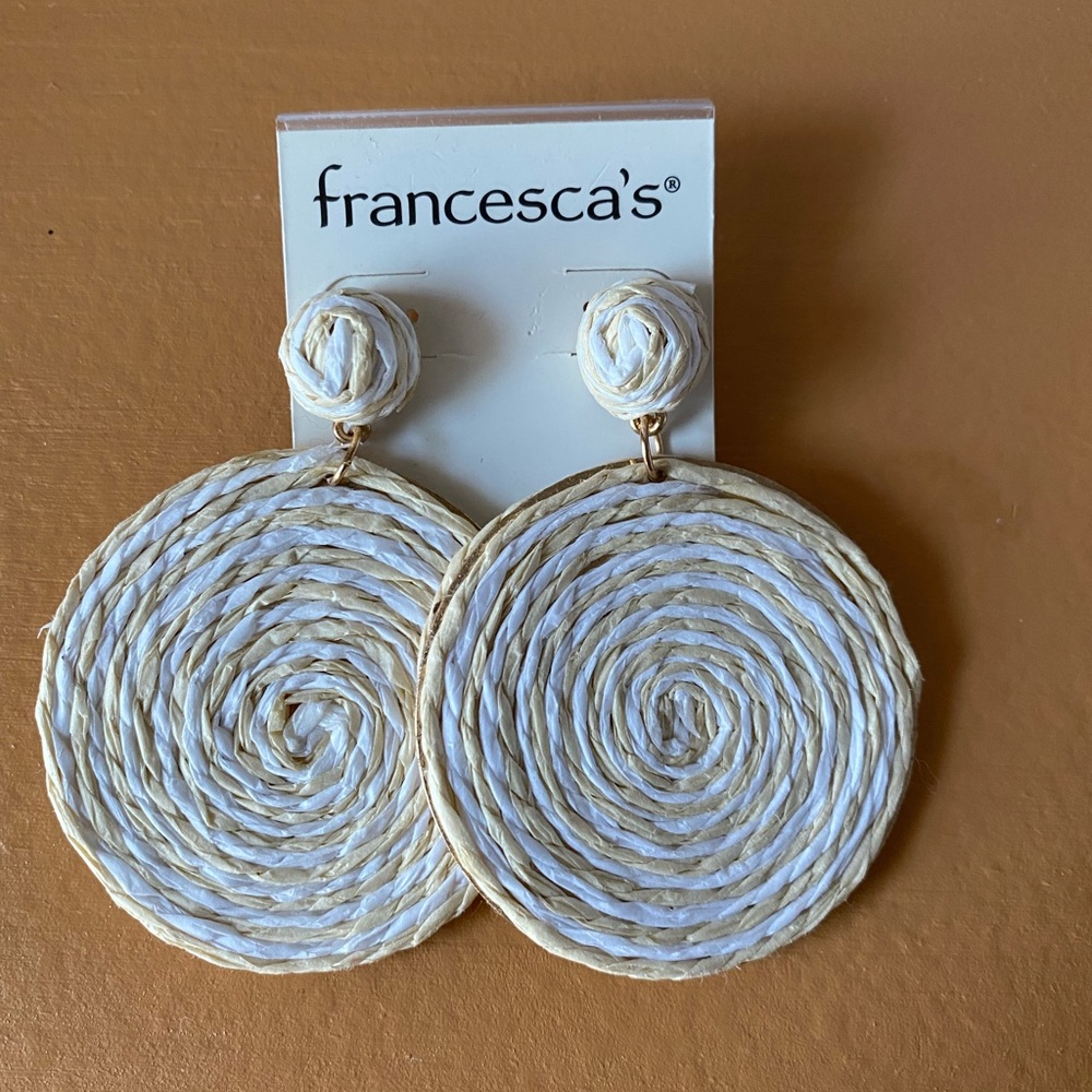 Francesca’s Woven Raffi round earrings